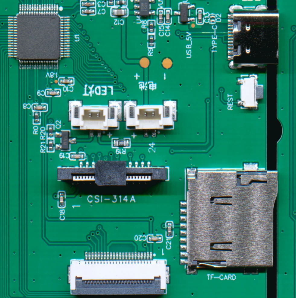 Connector and interface area of a populated circuit board