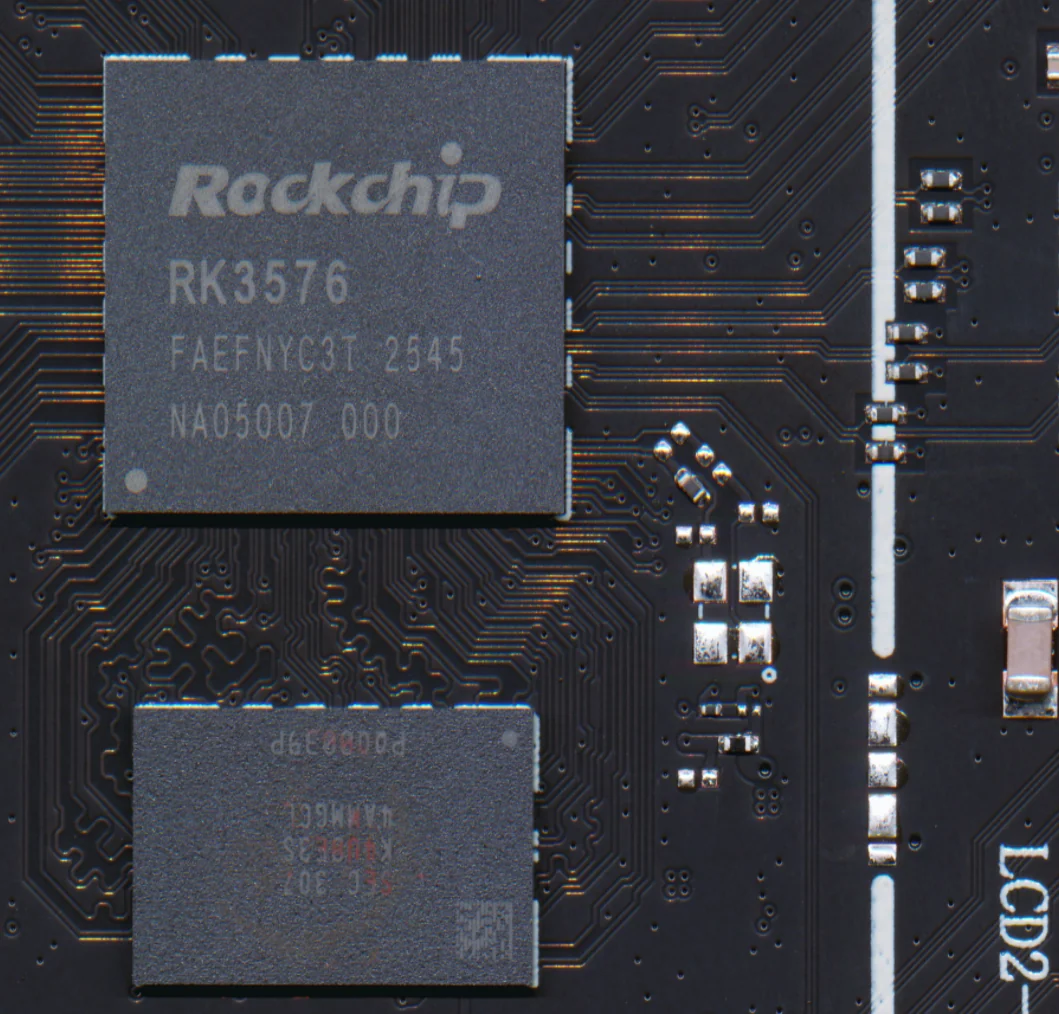 Processor and memory package area on a black circuit board